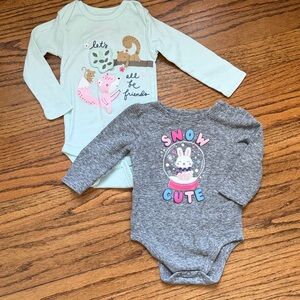 Gerber Mint and Gray garanimal Animal Print Bodysuits